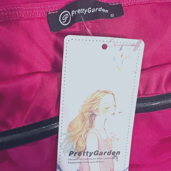 PrettyGarden Fashion/Casual-Pink (Rose Red) Off Shoulder-Rushed Fitted Mini-Smal - Picture 15 of 16